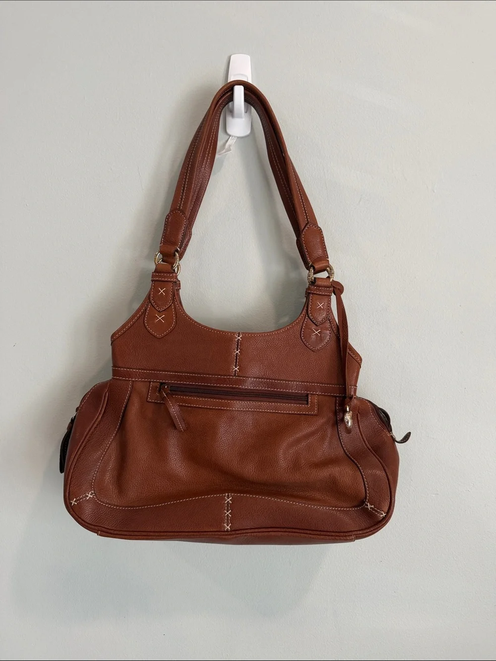 Brighton Brown & Cream Chain-Trim Shoulder Bag